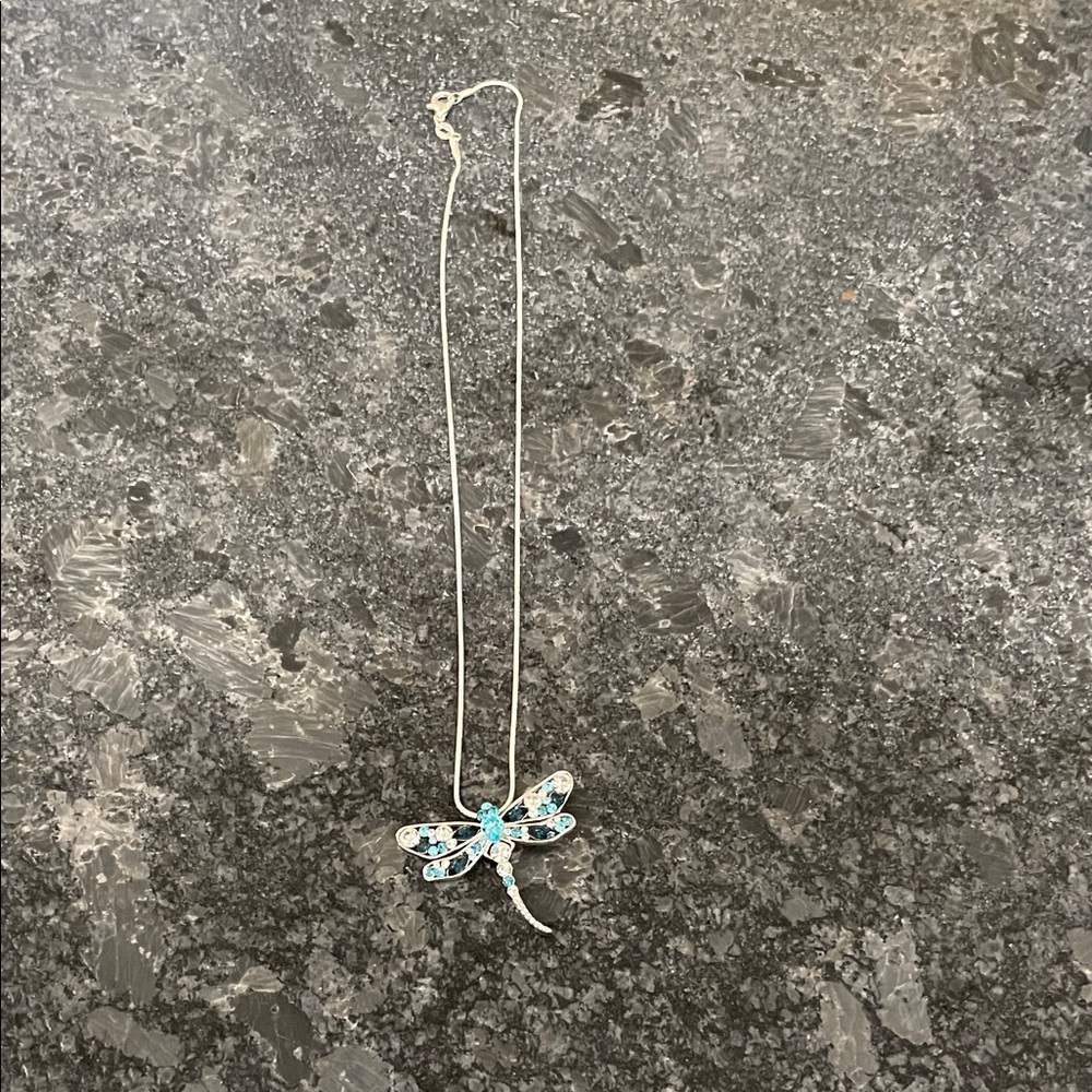 Elegant Silver Dragonfly Necklace